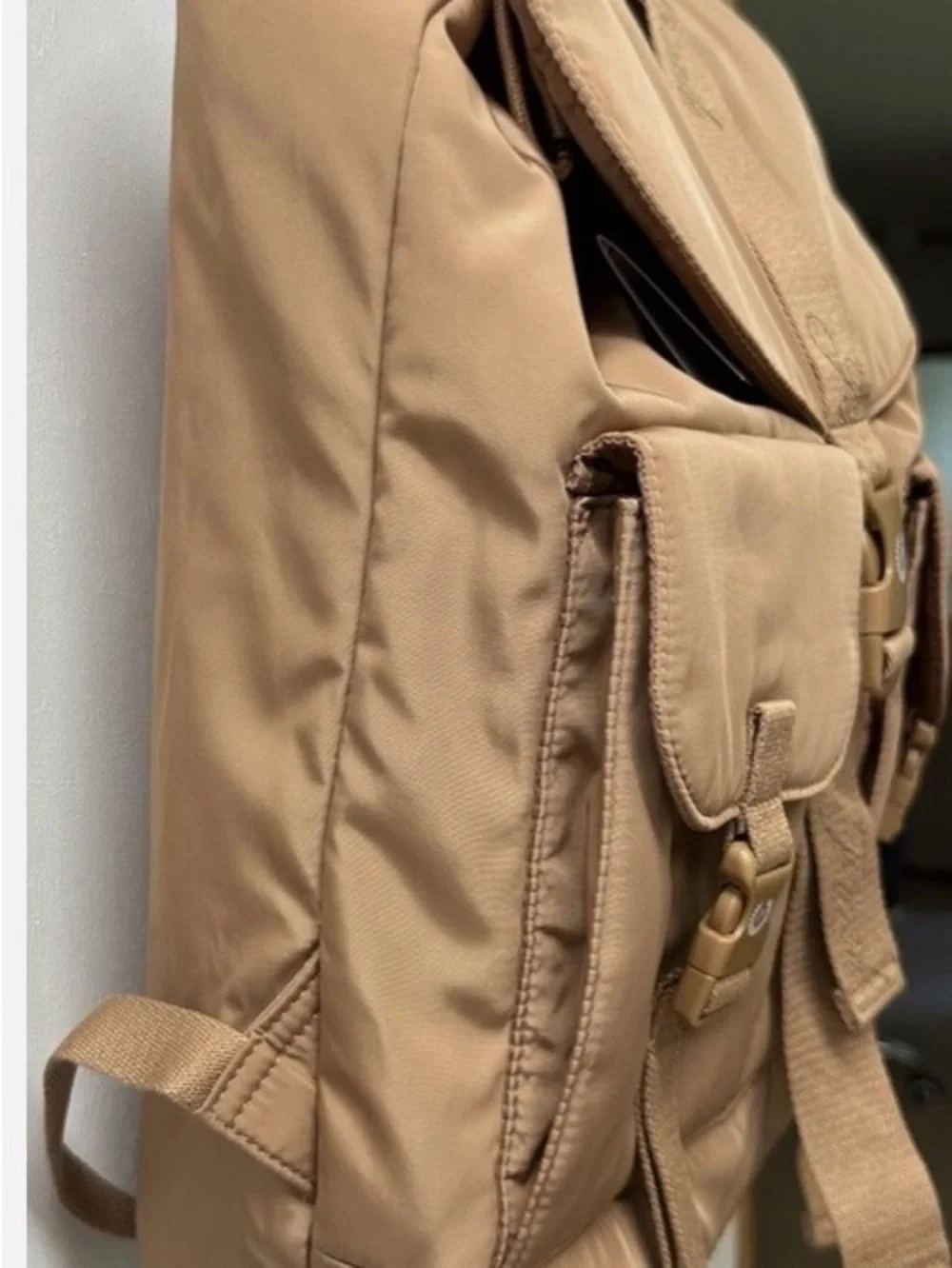 VICTORIA'S SECRET PINK NYLON CARGO BACKPACK FULL SIZE GYM SCHOOL BAG TOFFEE - Picture 8 of 13